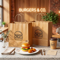 Sacs d'emballage en papier kraft brun et blanc en gros, sacs à emporter personnalisés avec logo, qualité alimentaire, pour restaurants, restauration rapide, déjeuner, dîner
