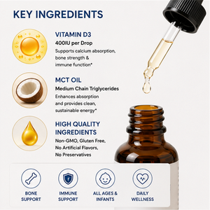 Gotas Líquidas de Vitamina D3 Pura OEM, 400 UI por Gota, Base de Aceite MCT, Suplemento Oral de Vitamina D para el Apoyo Inmunitario y Óseo, para Bebés, Niños y Adultos - Product Image 2