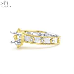 Anillos de Compromiso de Calidad Excepcional, Anillos de Boda de Oro Amarillo y Blanco Sólido de 18K con Diamantes Naturales - Product Image 3