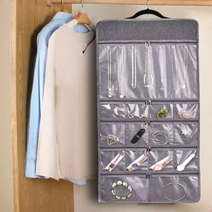 Organisateur de rangement en feutre de haute qualité 2026, design carré moderne, à suspendre au mur, pour lunettes de soleil et bijoux, avec fermeture éclair, pliable, style fonctionnel - Product Image 2