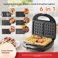 Appareil de cuisson multifonction électrique 3-en-1 12-en-1 en acier inoxydable pour gaufres, saucisses grillées, muffins, gâteaux et sandwichs 800W