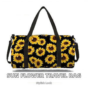 Sunflower Print Duffle <b>Bag</b> Unisex Polyester Water Resistant Gym Travel <b>Bag</b> Adjustable Strap Zipper Closure - Product Image 2