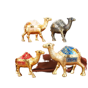 <span class=keywords><strong>Cendrier</strong></span> rond portable de luxe léger moderne en alliage de chameau avec couvercle pour bureau à domicile - Product Image 1