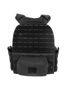 Gilet Tattico Modulare con Taglio Laser, Fondina Nera, Portaoggetti in Tessuto Oxford Rosso, Portacaricatori a Sgancio Rapido, Bandoliera Molle e Portapiastre - Product Image 3