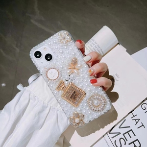 เคสเพชรสำหรับ iPhone 12 13 11 Pro Max XR X,เคสขวดน้ำหอมมุกประดับพลอยเทียมหรูหราแฟชั่นสำหรับเด็กผู้หญิง - Product Image 3