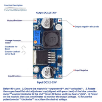 Placa de Desarrollo de Fuente de Alimentación con Convertidor Buck DC-DC LM2596S, Corriente de Salida de 2A/3A, Entrada de 3-40V, Salida de 1.5-35V