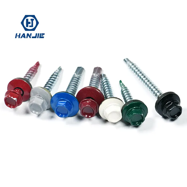 Factory Price Din7504 Galvanized Roofing Hexagonal Head Color Coated Self Drilling Screws with Washers