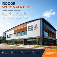 Salle de sport intérieure préfabriquée en structure acier, grande portée, durée de vie de 50 ans