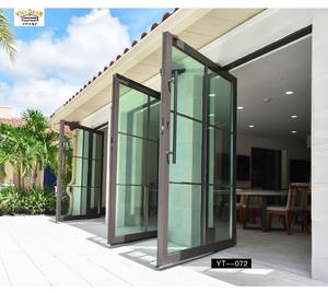 Porte pivotante en aluminium et verre pour villa et appartement, porte pivotante centrale, portes à rotation, cadre noir, entrée intérieure, portes en verre hors axe - Product Image 5