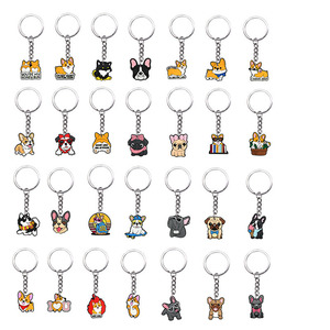 Custom Funny Cartoon Animals Dogs Key Chain Ring Pvc Rubber Promotional Silicone Cute Packaging Keychains for Girls Bags