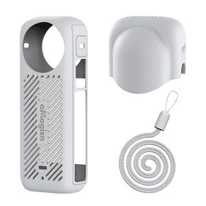 Kit d'accessoires pour caméra Insta360 X4 aMagisn : Étui en silicone, capuchon d'objectif, cordon de sécurité, protection grise - Product Image 1