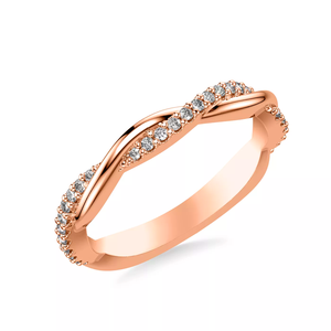 18K White Gold Twisted Infinity Band Paved Round Lab Grown Diamond Stackable Wedding <b>Ring</b> for Women - Product Image 4
