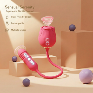 Vibrador de Rosa Telescópico con Succión y Vibración, Recargable por USB, 10 Frecuencias, 100% Impermeable, Juguetes Sexuales - Product Image 1