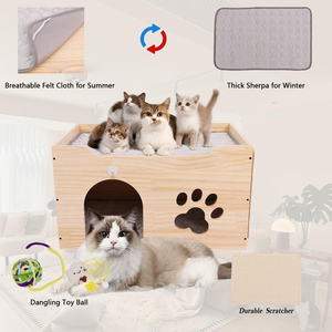Casa de Madera Grande para Gatos de Interior - Casa Rascador para Gatos, Cueva Resistente para Jugar y Dormir, Rascadores para Gatos Personalizables - Product Image 3