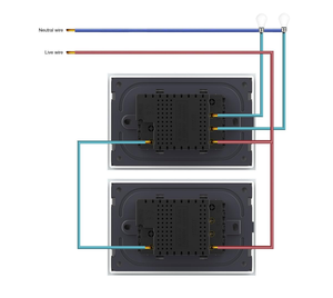 Livolo Interrupteur tactile 2 gangs 1 voie avec panneau en verre trempé, indicateur LED, sans fil neutre requis, 4 couleurs : Noir, Blanc, Or, Gris - Product Image 5