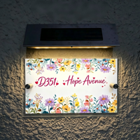 Plaque d'adresse en aluminium étanche à LED solaire pour sublimation, affichage numérique du numéro de maison, pour extérieur