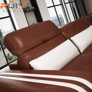De estilo italiano, sofá de cuero genuino conjunto de muebles de la sala con la esquina - Product Image 3