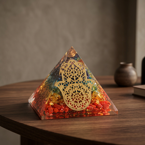 Pyramide d'Orgone Superposée 7 Chakras Faite à la Main, Figurine de Fatima en Pierres Semi-Précieuses, Artisanat en Pierres Semi-Précieuses, Mascotte Feng Shui, Guérison, 75mm - Product Image 2