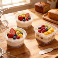 Gobelet en plastique jetable de qualité alimentaire de 120 ml pour dessert, mousse, yaourt, pudding, gâteau, avec couvercles et cuillère, emballage pour emporter