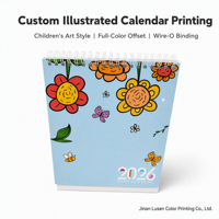 Calendario de Escritorio Infantil Personalizado con Diseño Artístico, Decoración Espiral para Habitación Infantil, Calendario Educativo Ilustrado Mensual