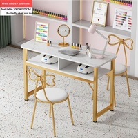 Juego de Mesa y Silla para Salón de Uñas, Moderno, Sencillo y Popular, con Doble Cajón Especial, Tablero de MDF de Alta Densidad para Maquillaje