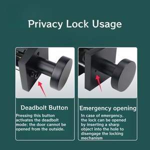 Poignée de porte de salle de bain à verrouillage en alliage de zinc robuste, design américain, sphérique/carrée, à torsion pour déverrouiller, avec serrure intégrée - Product Image 4