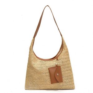 Sac fourre-tout populaire en paille tressée pour femme, style bohème, idéal pour l'été et la plage, avec porte-monnaie - Product Image 1