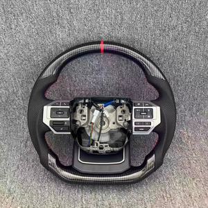 Accessoires de voiture personnalisés, volant de voiture en cuir et fibre de carbone, adapté à <span class=keywords><strong>Toyota</strong></span> Hilux Fortunar Land Previa Cruise <span class=keywords><strong>GR</strong></span> LC70 - Product Image 1