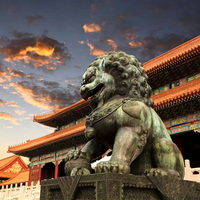 Grande sculpture de lion chinois en bronze et laiton pour extérieur, taille réelle, décoration de jardin et de maison avec impression offset, grande statue de lion à vendre