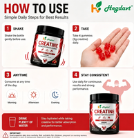 Gummies de créatine 5000mg véganes pour la croissance musculaire, les performances sportives, l'impulsion énergétique pour les entraînements à la salle de sport, forme personnalisée, OEM, ODM, HALAL