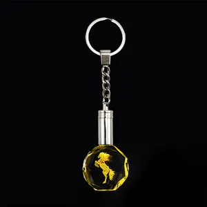 Cheap Wholesale 3D Horse Crystal Key Chains Custom Logo Transparent Led Glass Crystal Keychain For Souvenir Gift