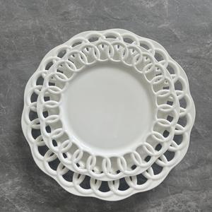 <span class=keywords><strong>Assiette</strong></span> <span class=keywords><strong>creuse</strong></span> moderne en céramique gaufrée Restaurant usage domestique fabricant de vaisselle occidentale vente directe pour dessert gâteau aux fruits - Product Image 4