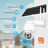 Cámara PTZ solar inalámbrica con panel solar de 10W, batería integrada de 10400mAh, resolución de 4MP, control de aplicación Tuya, para EE. UU., 2 unidades