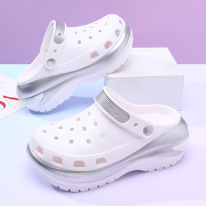 White Silver Women's <b>Clogs</b> EVA Sole Height Increasing Non Slip Outdoor Beach Sandals Size 34-41 - Product Image 1