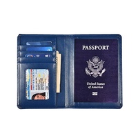 Vente en gros de couverture de passeport en cuir véritable bloquant la RFID avec porte-cartes porte-passeport de voyage en cuir PU