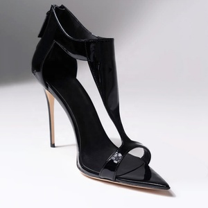 Sandales à talons hauts pour femmes, grande taille 47, talons aiguilles, cuir verni brillant, coupe large, taille US 14, mules à bride en T pour soirée - Product Image 3