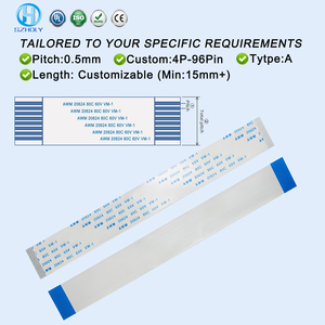 Custom Electronic 0.5 1.0 1.25mm Pitch 4p 6 10-64 Pin A/B Type FFC Flexible Flat Ribbon Cable Blue/White PET - Product Image 1