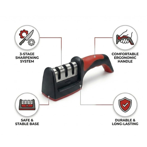 Afilador de Cuchillos Multifuncional 3 en 1 para Uso Diario en la Cocina, Accesorios de Cocina, Afiladores de Cuchillos Manuales con Base Antideslizante - Product Image 3