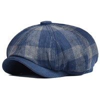 Gorro de Pana a Cuadros, Estilo Vintage, Gorra Plana para Conductor, Cálida para Otoño e Invierno, Gorra Deportiva de Béisbol, Gorra Newsboy