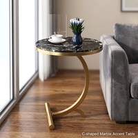 Table d'appoint de salon en fer forgé et marbre, style nordique, table basse d'angle à double niveau détachable pour chambre à coucher