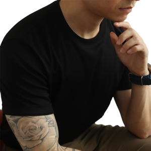 T-shirt 100% anni '50 in cotone suima con ammoniaca in tessuto doppio lato 220gsm 190gsm nero - Product Image 4