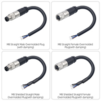 Connecteur M8 Droit Anti-Vibration Mâle Femelle Moulé Amortissant Étanche Prise Aviation 3 4 5 6 8 Broches Câble PVC TPU 1M