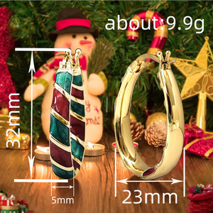 Orecchini a Cerchio Natalizi Colorati per Donne, Gioielli Oversize Geometrici alla Moda, Regalo - Product Image 4