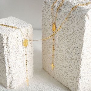Rosario Religioso <span class=keywords><strong>de</strong></span> Acero Inoxidable Antideslustre, Artículos Religiosos Católicos, Collar con Colgante <span class=keywords><strong>de</strong></span> Cruz <span class=keywords><strong>para</strong></span> <span class=keywords><strong>Hombre</strong></span> - Product Image 3