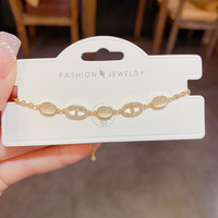 Bracelet en cuivre plaqué or 14 carats avec pierre œil de chat et micro-pavé de zircon, chaîne à breloques, bijoux pour femme pour les soirées