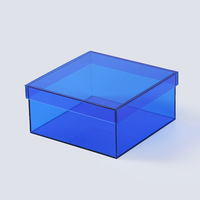 Boîte en acrylique bleu Boîte en acrylique bleu Klein transparent personnalisée Boîte en acrylique à 5 faces Boîte en acrylique de couleur bleue Vitrine Plateau en lucite bleue