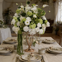 Boule de fleurs artificielles en soie bleue et blanche, style romantique, pour centre de table de mariage, décoration de fête d'anniversaire ou d'événement.