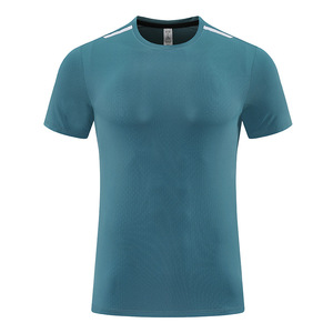 Nueva Ropa Deportiva Europea y Americana para Hombre, Sólida, para Correr, de Secado Rápido, Ajustada, de Manga Corta, Tejida - Product Image 5