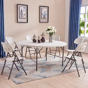 Table pliante ronde en plastique, pour fête en plein air, prix d'usine, bon marché