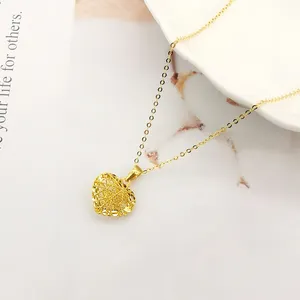 Collana con Ciondolo a Forma di Cuore in <span class=keywords><strong>Oro</strong></span> <span class=keywords><strong>Giallo</strong></span> 18K, Catene per Gioielli alla Moda, Collane Personalizzate Unisex all'Ingrosso - Product Image 2